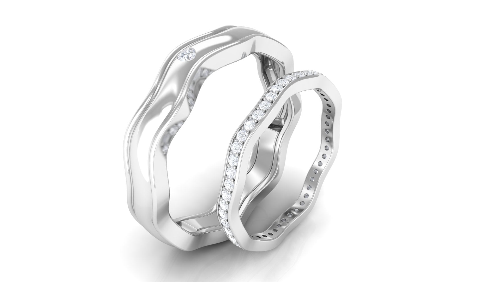 1/4 CT Diamond Couple Band Ring Set for Him and Her in Other Setting Diamond - ( HI-SI ) - Color and Clarity - Rosec Jewels
