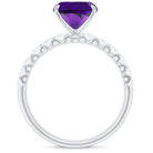 Cushion Cut Amethyst Solitaire Engagement Ring with Diamond Amethyst - ( AAA ) - Quality - Rosec Jewels