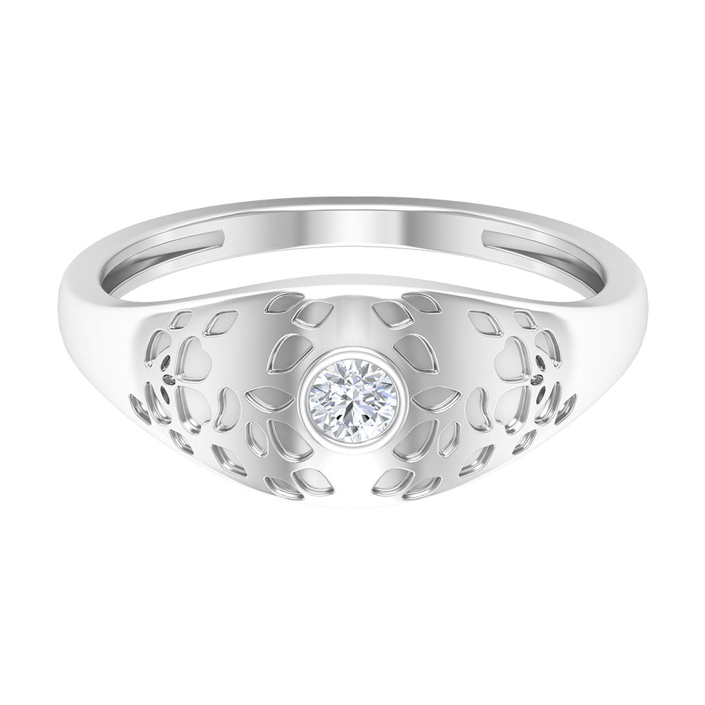 Diamond Textured Signet Ring for Men Diamond - ( HI-SI ) - Color and Clarity - Rosec Jewels