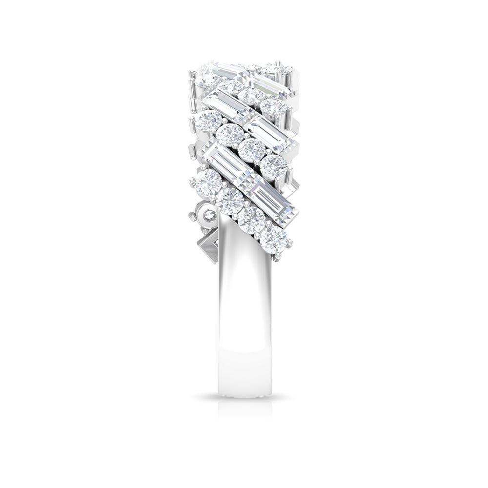Diamond Wedding Band in Prong Setting Diamond - ( HI-SI ) - Color and Clarity - Rosec Jewels