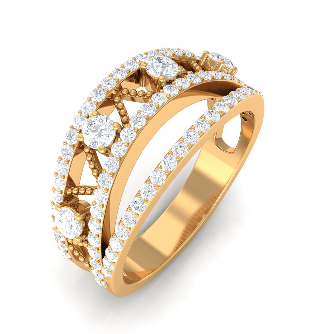 Natural Diamond Unique Wedding Band Diamond - ( HI-SI ) - Color and Clarity - Rosec Jewels