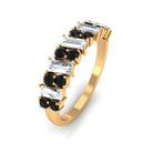 Baguette Moissanite and Black Diamond Eternity Ring Black Diamond - ( AAA ) - Quality - Rosec Jewels