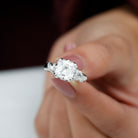 3.5 CT Asscher Zircon Designer Solitaire Engagement Ring in Petal Prong Setting Zircon - ( AAAA ) - Quality - Rosec Jewels