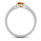 1 CT Citrine Solitaire Promise Ring with Diamond Side Stones Citrine - ( AAA ) - Quality - Rosec Jewels
