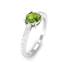 1 CT Peridot Solitaire Promise Ring with Diamond Accent Peridot - ( AAA ) - Quality - Rosec Jewels