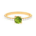 1 CT Peridot Solitaire Promise Ring with Diamond Accent Peridot - ( AAA ) - Quality - Rosec Jewels