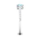 1 Ct Designer Aquamarine Solitaire Promise Ring with Diamond Aquamarine - ( AAA ) - Quality - Rosec Jewels
