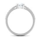 1.25 CT Natural Moonstone Solitaire Promise Ring with Diamond Moonstone - ( AAA ) - Quality - Rosec Jewels