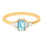 3/4 CT Aquamarine Solitaire Engagement Ring with Diamond Aquamarine - ( AAA ) - Quality - Rosec Jewels