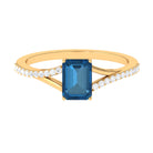 1.25 CT Split Shank London Blue Topaz Solitaire Ring with Diamond London Blue Topaz - ( AAA ) - Quality - Rosec Jewels