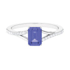 Split Shank Emerald Cut Solitaire Tanzanite Ring with Diamond Tanzanite - ( AAA ) - Quality - Rosec Jewels