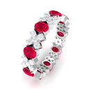 Created Ruby and Moissanite Designer Eternity Band Ring Lab Created Ruby - ( AAAA ) - Quality - Rosec Jewels