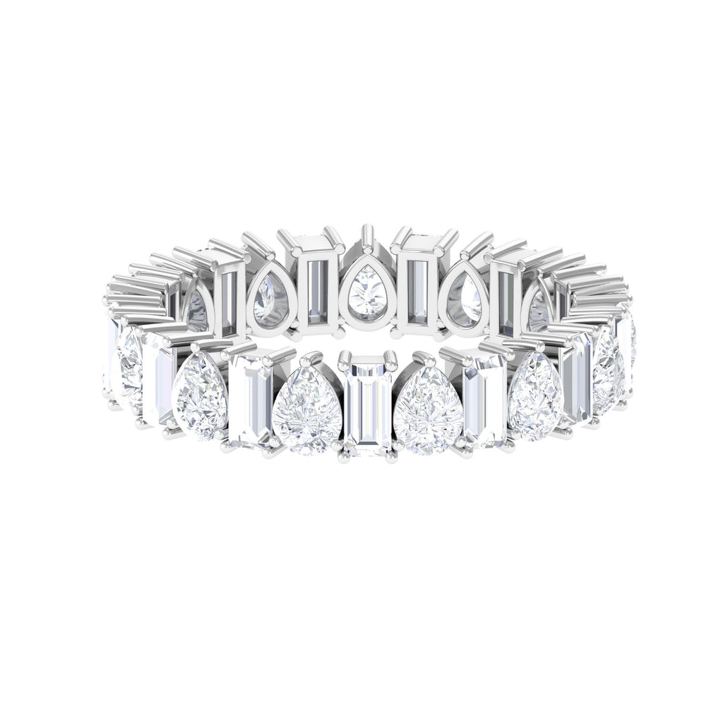Pear and Baguette Cut Moissanite Alternate Eternity Band Moissanite - ( D-VS1 ) - Color and Clarity - Rosec Jewels