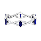 Real Blue Sapphire and Diamond Crossover Eternity Ring Blue Sapphire - ( AAA ) - Quality - Rosec Jewels