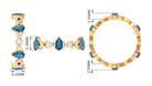London Blue Topaz and Diamond Eternity Ring with Crossover Shank London Blue Topaz - ( AAA ) - Quality - Rosec Jewels