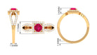 Split Shank Ruby Halo Engagement Ring with Diamond Ruby - ( AAA ) - Quality - Rosec Jewels