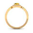 1.5 CT Split Shank Yellow Sapphire Engagement Ring with Diamond Accent Yellow Sapphire - ( AAA ) - Quality - Rosec Jewels