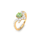 Round Green Sapphire Designer Engagement Ring with Diamond Green Sapphire - ( AAA ) - Quality - Rosec Jewels