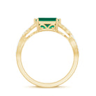 Octagon Created Emerald East-West Crossover Ring with Diamond Lab Created Emerald - ( AAAA ) - Quality - Rosec Jewels