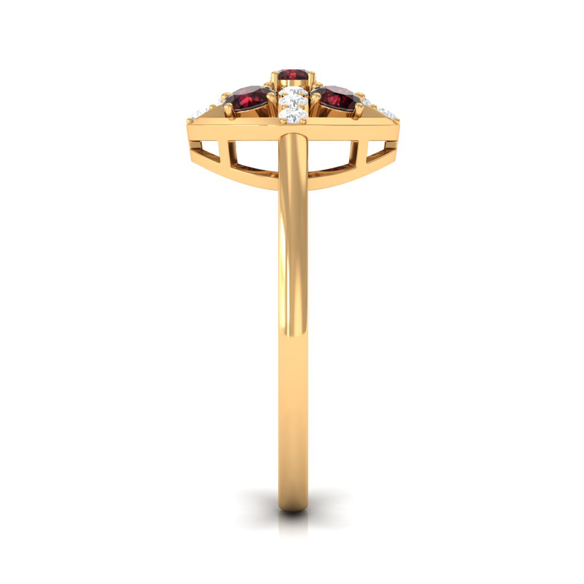 1 Carat Contemporary Garnet and Diamond Promise Ring Garnet - ( AAA ) - Quality - Rosec Jewels
