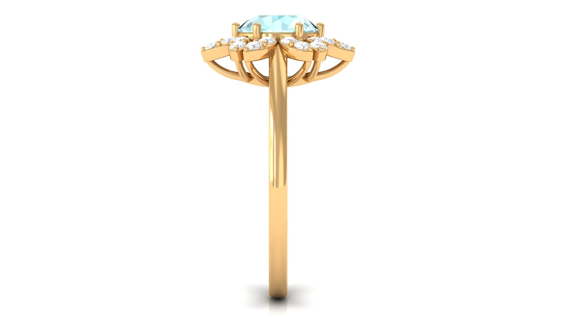 Sky Blue Topaz Flower Ring with Diamond Halo Sky Blue Topaz - ( AAA ) - Quality - Rosec Jewels