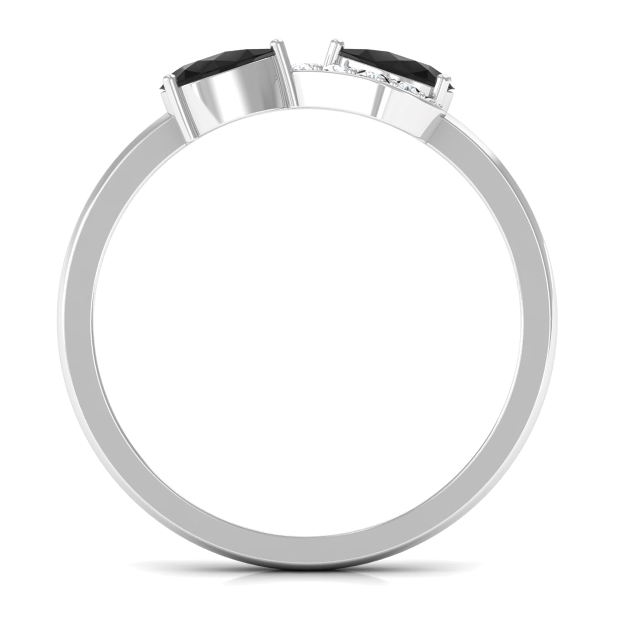 1/2 CT Black Diamond and Diamond Infinity Promise Ring Black Diamond - ( AAA ) - Quality - Rosec Jewels