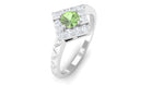 Real Green Sapphire and Diamond Ring with Textured Details Green Sapphire - ( AAA ) - Quality - Rosec Jewels