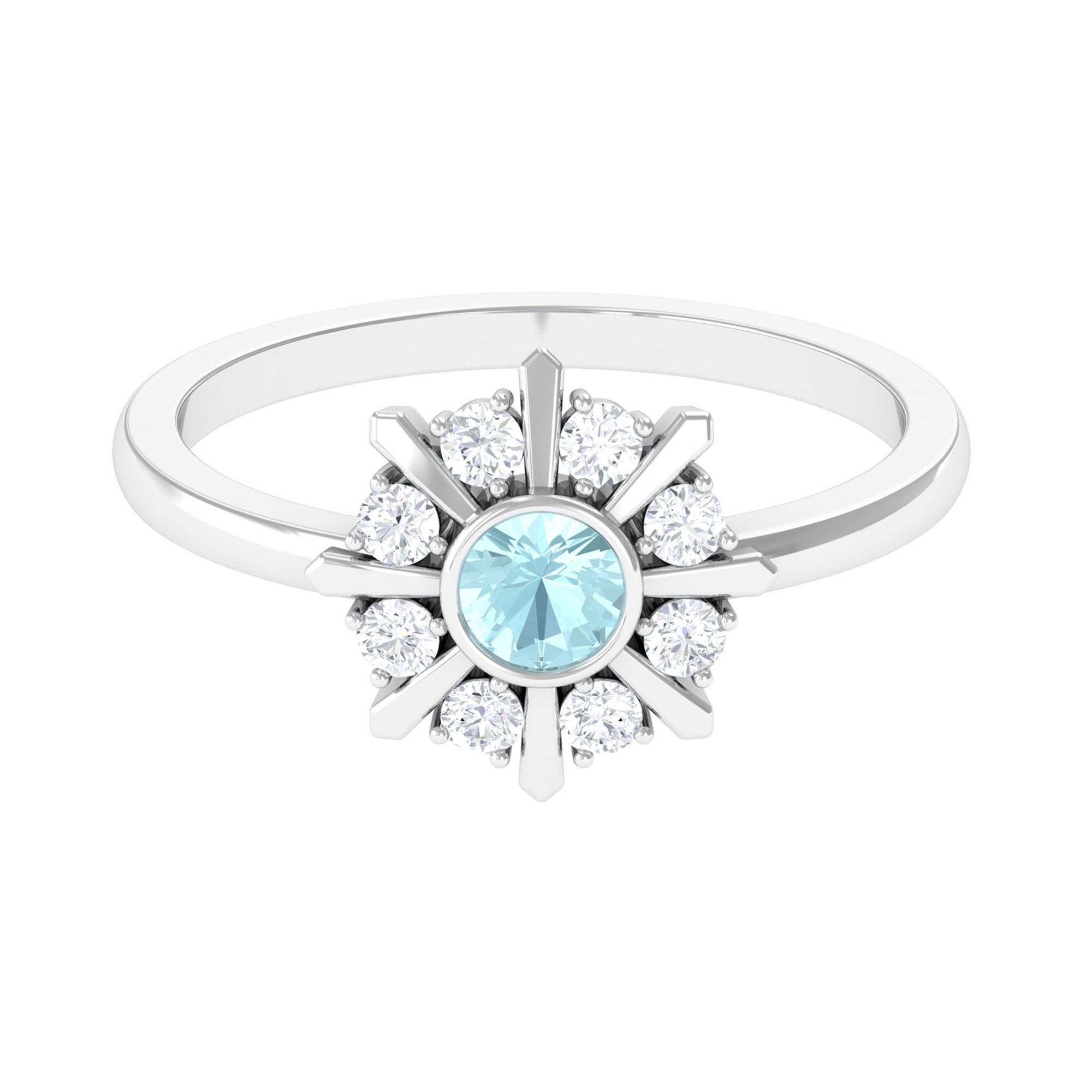 3/4 CT Sky Blue Topaz and Diamond Statement Ring Sky Blue Topaz - ( AAA ) - Quality - Rosec Jewels