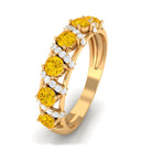 Yellow Sapphire Designer Anniversary Ring Yellow Sapphire - ( AAA ) - Quality - Rosec Jewels