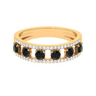 1 CT Natural Black Diamond Anniversary Ring with Moissanite Black Diamond - ( AAA ) - Quality - Rosec Jewels