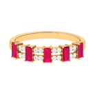 Ruby and Diamond Wide Half Eternity Band Ring Ruby - ( AAA ) - Quality - Rosec Jewels