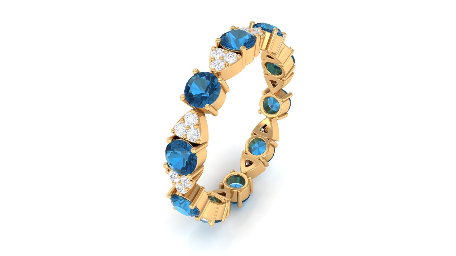 Designer London Blue Topaz and Diamond Eternity Ring London Blue Topaz - ( AAA ) - Quality - Rosec Jewels
