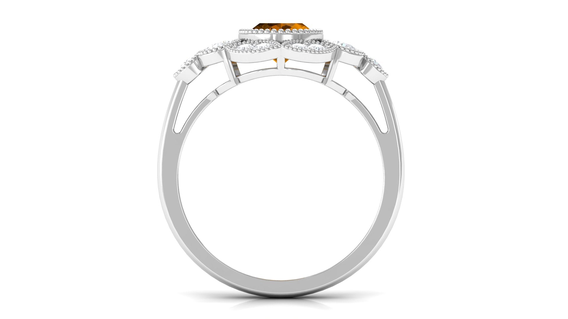 2 CT Oval Citrine Statement Engagement Ring with Moissanite Halo Citrine - ( AAA ) - Quality - Rosec Jewels