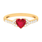 Heart Shape Lab Grown Ruby Engagement Ring with Diamond Lab Created Ruby - ( AAAA ) - Quality - Rosec Jewels