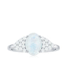 1 CT Oval Cut Moonstone Solitaire Ring with Diamond Accent Moonstone - ( AAA ) - Quality - Rosec Jewels