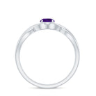 Solitaire Amethyst Crossover Engagement Ring Amethyst - ( AAA ) - Quality - Rosec Jewels
