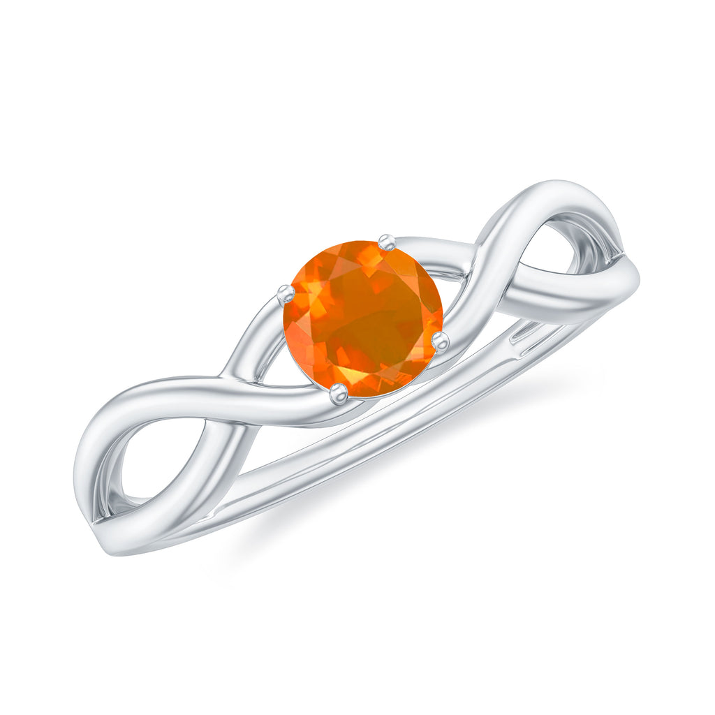 0.25 CT Solitaire Fire Opal Crossover Engagement Ring Fire Opal - ( AAA ) - Quality - Rosec Jewels