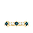 Minimal London Blue Topaz and Diamond Half Eternity Ring London Blue Topaz - ( AAA ) - Quality - Rosec Jewels