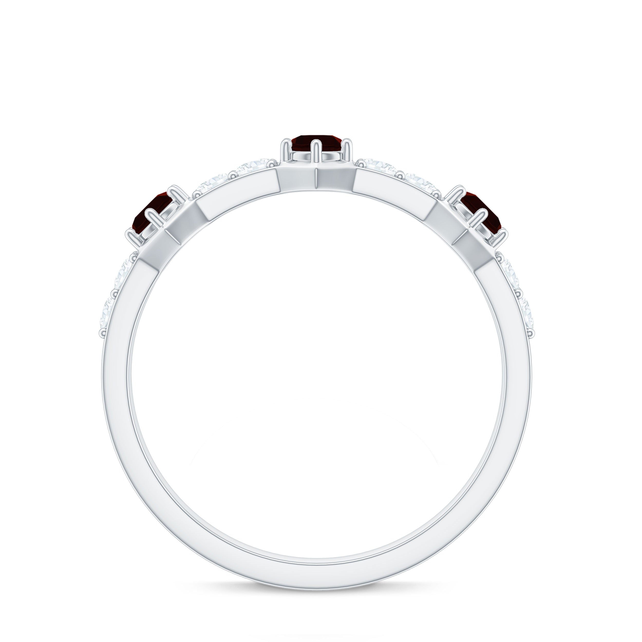 Genuine Garnet Semi Eternity Band Ring Garnet - ( AAA ) - Quality - Rosec Jewels