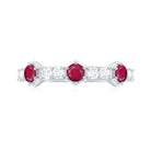 Natural Ruby and Diamond Minimal Half Eternity Ring Ruby - ( AAA ) - Quality - Rosec Jewels