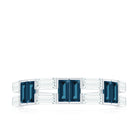 Baguette Shape London Blue Topaz and Moissanite Half Eternity Ring London Blue Topaz - ( AAA ) - Quality - Rosec Jewels