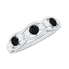 Black Diamond and Diamond Wedding Anniversary Ring Black Diamond - ( AAA ) - Quality - Rosec Jewels