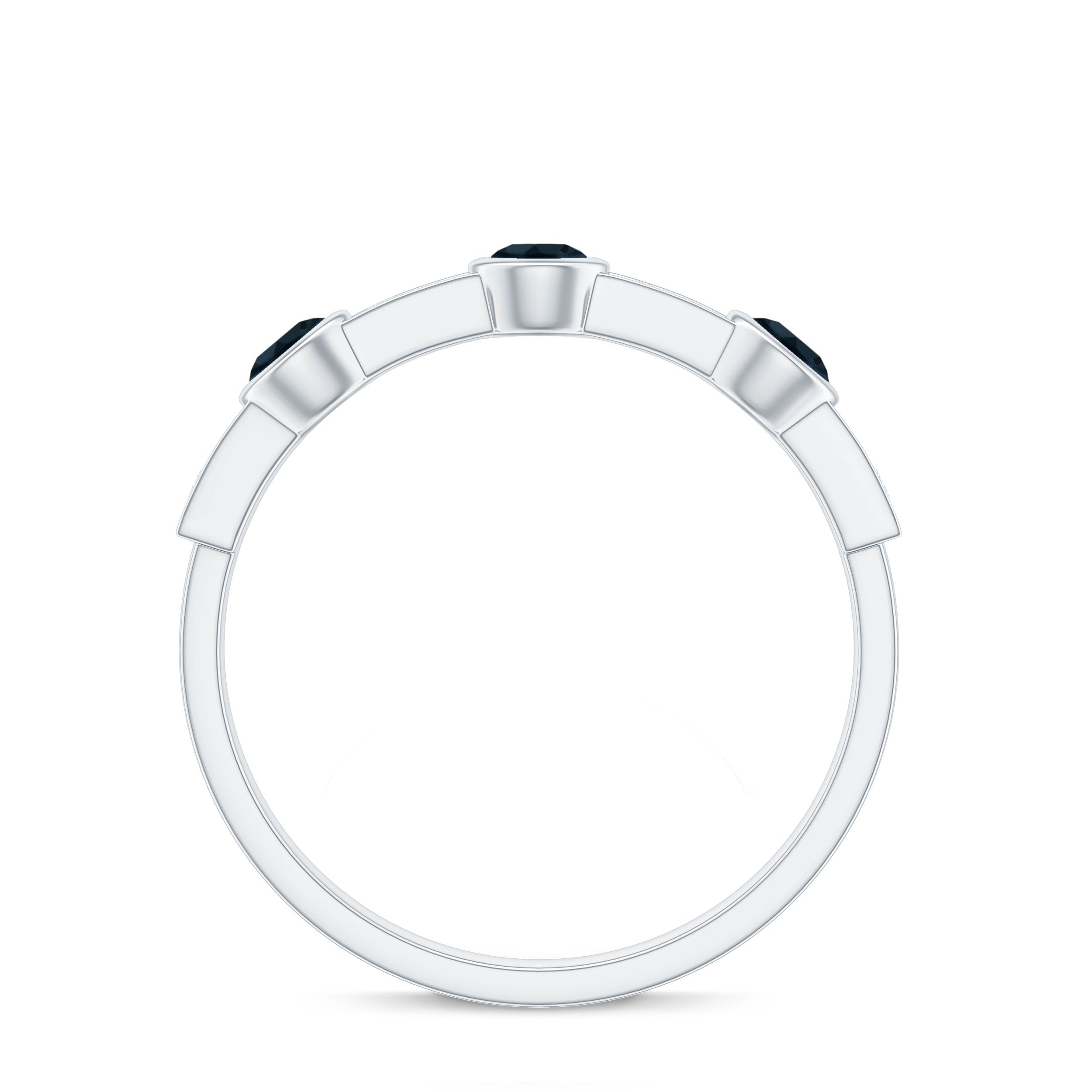 Minimal Half Eternity Ring with London Blue Topaz and Diamond London Blue Topaz - ( AAA ) - Quality - Rosec Jewels