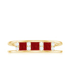 Princess Cut Ruby and Diamond Band Ring Ruby - ( AAA ) - Quality - Rosec Jewels