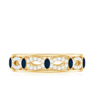 Blue Sapphire Infinity Band Ring with Diamond Blue Sapphire - ( AAA ) - Quality - Rosec Jewels