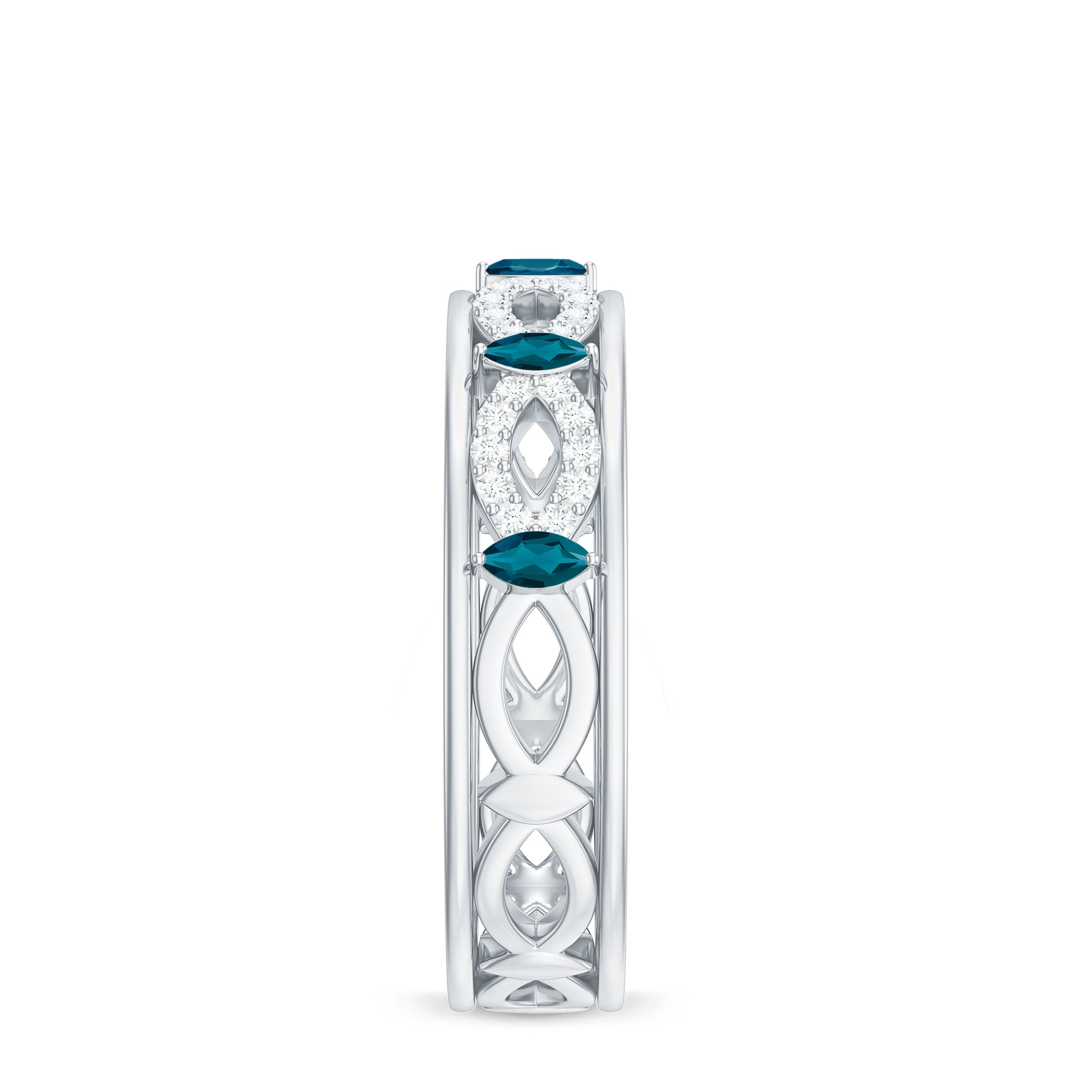 London Blue Topaz and Diamond Infinity Band Ring London Blue Topaz - ( AAA ) - Quality - Rosec Jewels