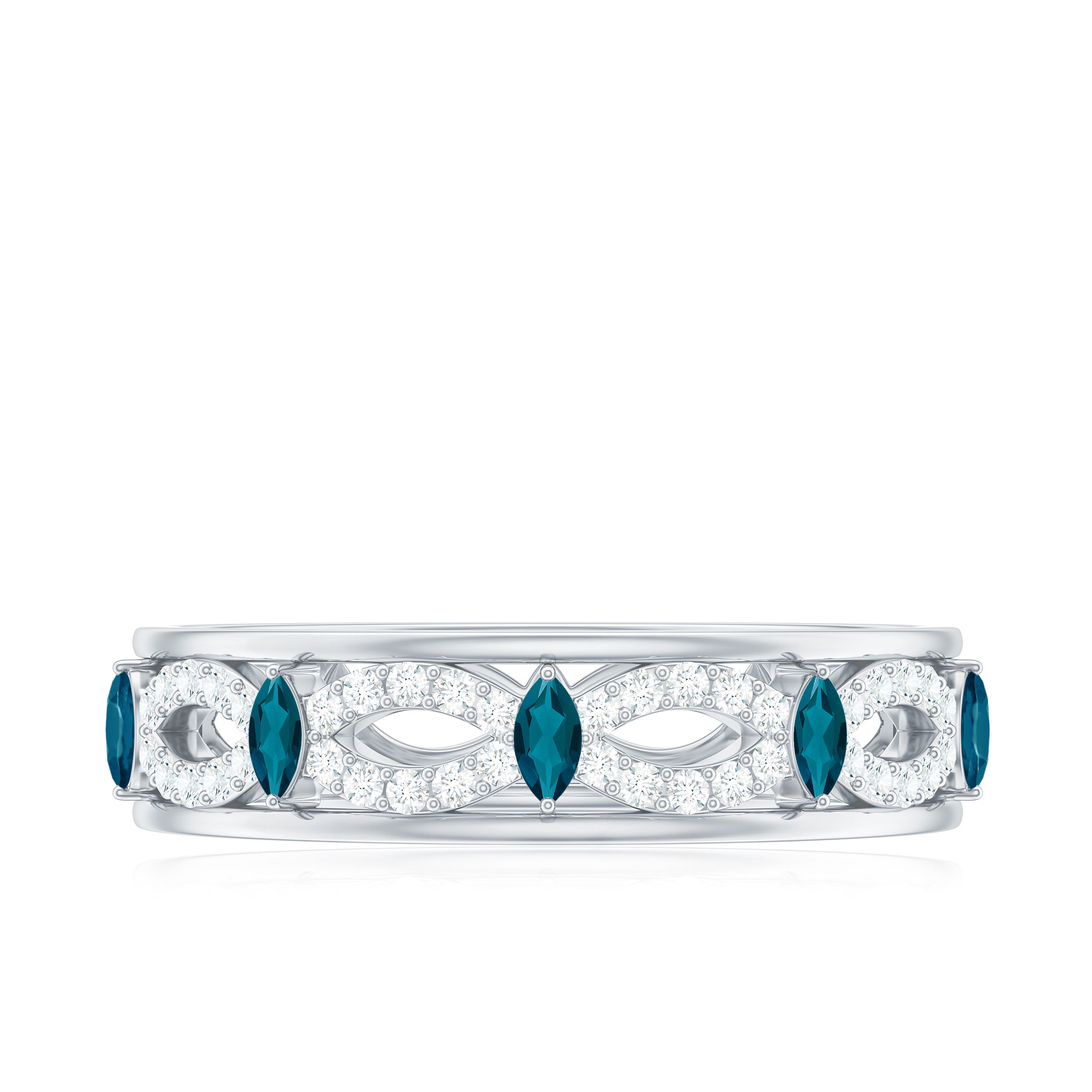 London Blue Topaz and Diamond Infinity Band Ring London Blue Topaz - ( AAA ) - Quality - Rosec Jewels