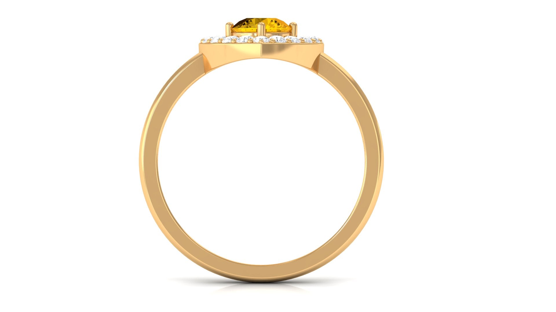 Real Yellow Sapphire and Diamond Halo Heart Ring Yellow Sapphire - ( AAA ) - Quality - Rosec Jewels