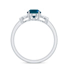 1.25 CT Oval London Blue Topaz Solitaire Split Shank Ring with Diamond London Blue Topaz - ( AAA ) - Quality - Rosec Jewels