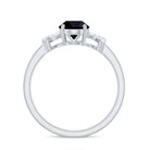 Oval Black Onyx Solitaire Split Shank Ring with Diamonds Black Onyx - ( AAA ) - Quality - Rosec Jewels